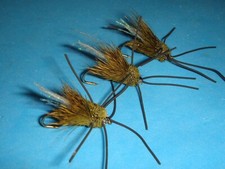 FLY FISHING FLIES - Olive CLARK CICADA Flies size #8 (6 pcs.)