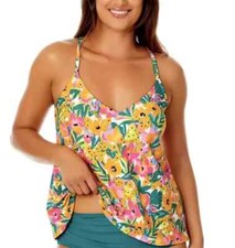 Anne Cole Limited Edition Triangle Tankini Top NWT Large Sunshine Floral Bra Cup