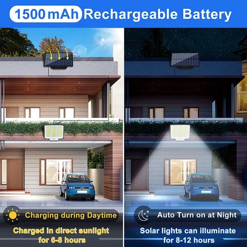 LED Solar Power PIR Motion Sensor Wall Light Outdoor Garden Security Flood Lamp - Picture 2 of 10