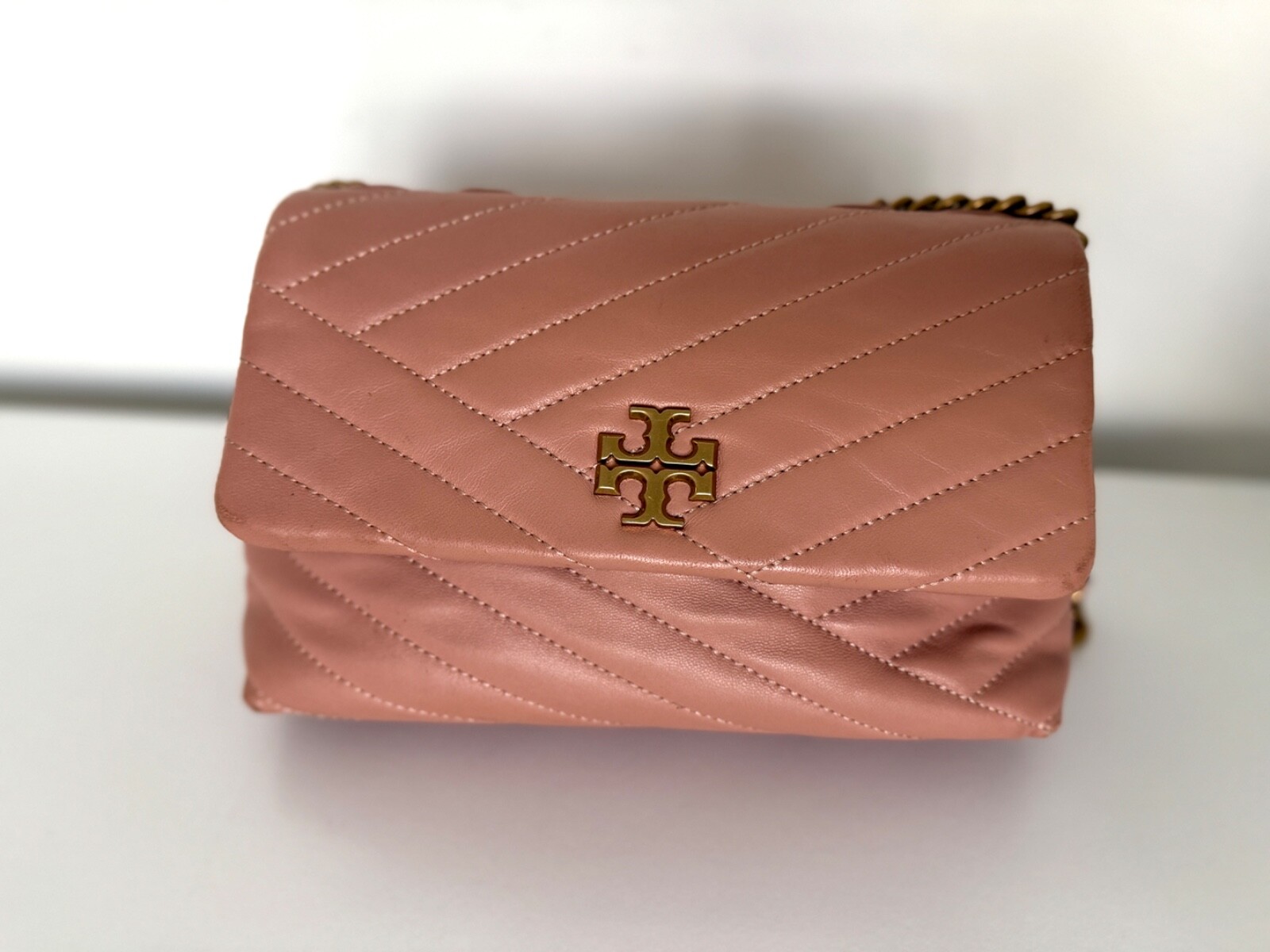 Tory Burch Kira Small Pink Chevron Convertible Shoulder Bag