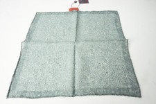 Isaia Gray Mottled Solid Floral Border Print Linen Blend Pocket Square Italy New