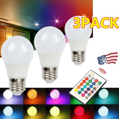3PCS RGB RGBW E27 LED Bulb Light Color Changing Dimmable + IR Remote Controller