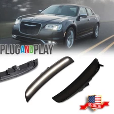 For Chrysler 300 2015-2023 White LED Side Marker Light Lamps Front Smoked Lens