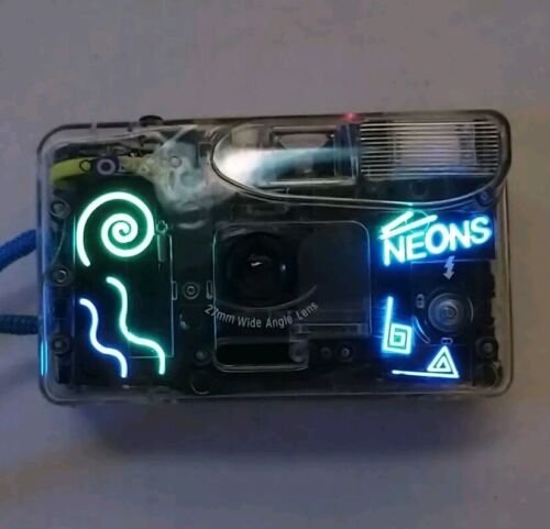 GoPhotos Neons Transparent Designer 35mm Film Camera With A 27mm Wide Angle Lens - Picture 2 of 18