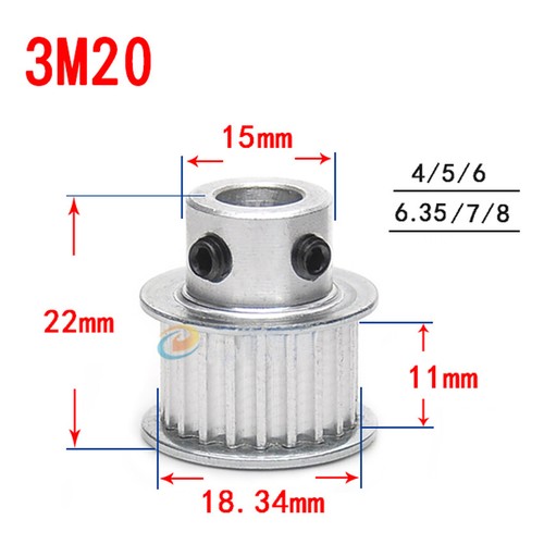 HTD-3M 12T-44T Timing Belt Pulley Pitch 3mm With Step Drive Pulleys Width 11mm - Picture 17 of 32