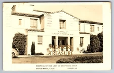 1950 RPPC SANTA MARIA, CA HOSPITAL LADY PERPETUAL HELP ARROW PHOTO Postcard P54