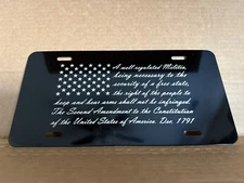 2nd Amendment 2A Vanity Front License Plate Tag Aluminum Laser Engraved THICK