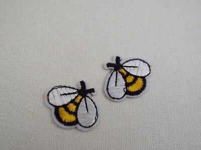Black Yellow Bumble Bee 1-1/4'' Embroidery Iron-on Patch (E11)