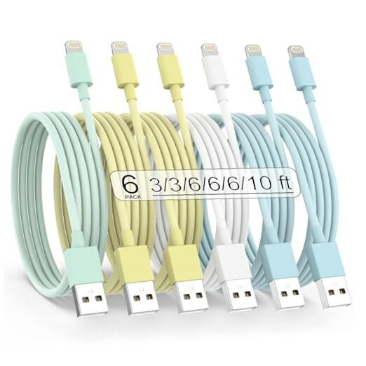[Apple MFi Certified] 6Pack(3/3/6/6/6/10FT) iPhone Charger Fast Charging Long
