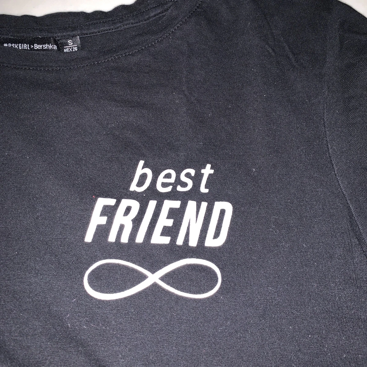 Vintage Graphic Tee S Black Crew #BSKGIRL Bershka BEST FRIEND THE END |