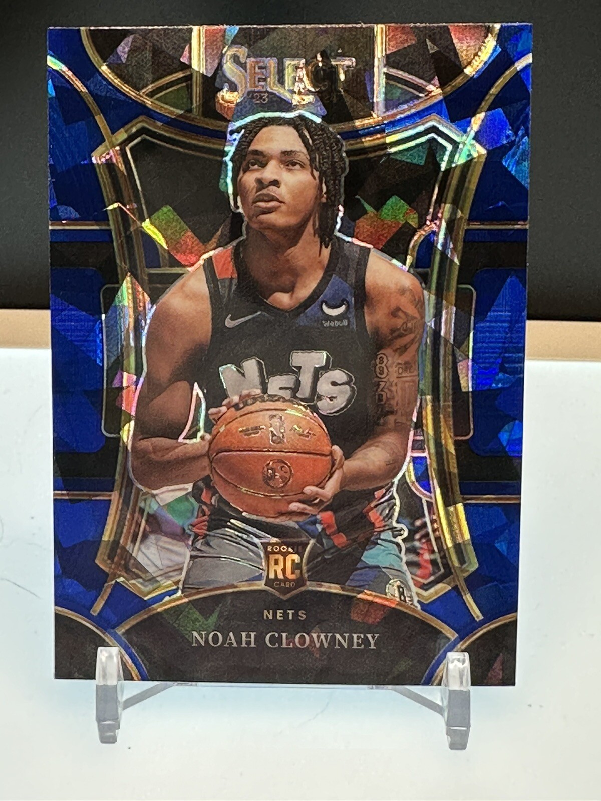 Noah Clowney RC 2023-24 Panini Select BLUE CRACKED ICE SP Nets #325📈