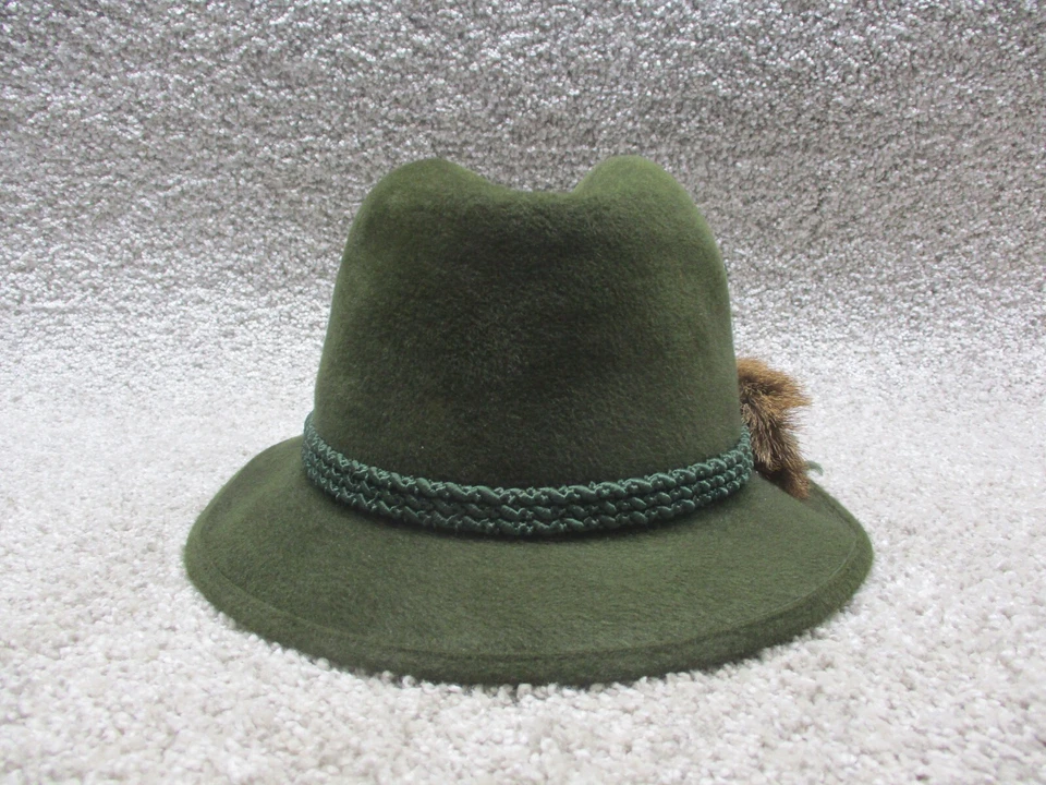 De colección Brooks Brothers Terciopelo Austriaco Fedora Musgo Verde Alce Detalle 7 3/8 Usado en Excelente Condición Foto 3 de 4