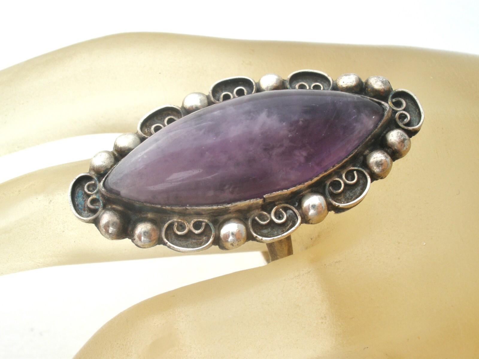Mexican Amethyst Ring Statement Sterling Silver L… - image 7