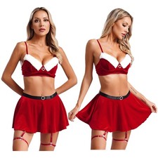 Women Nightwear New Year Lingerie Mrs Santa Claus Costume Naughty Christmas