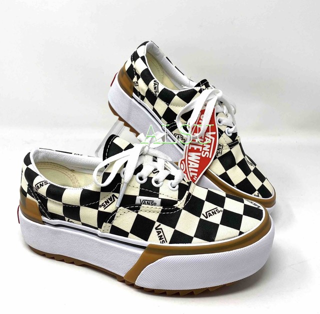 vans era stacked check platform sneaker
