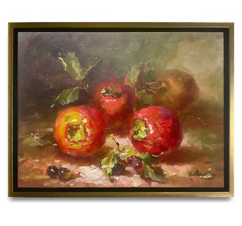 Hungryartist - Original Ölgemälde Stillleben Früchte auf Leinwand 12x16 gerahmt - Bild 1 von 6