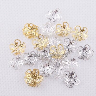 200/1000pcs Silver Gold Plated Five Flower Metal Bead Caps Jewelry Making 10x4mm