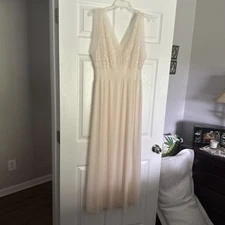 Vintage Val Mode Pale Peach w/Chiffon Sleeveless Nylon Nightgown Sz M USA