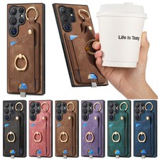 For Samsung Galaxy S26/S25/S24/S23/S22 Ring Stand Leather Shockproof Wallet Case