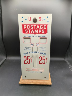 Vintage Metal US Mail Postage Stamp Vending Machine Dispenser Coin