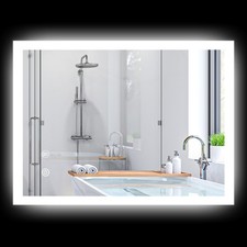 kleankin Specchio Bagno con Luci, Controllo Touch e Antiappannamento, 70x50 cm
