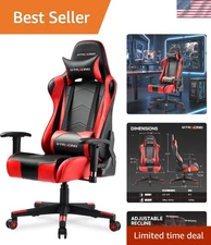 Gaming Chair Leather with Reclining Backrest Adjustable Height Swivel for Adults