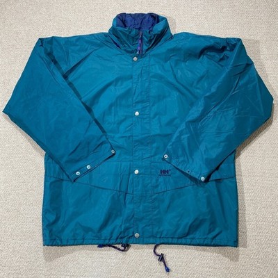 VINTAGE Helly Hansen Jacke Herren XXL grün Festival Anorak HellyTech wasserdicht