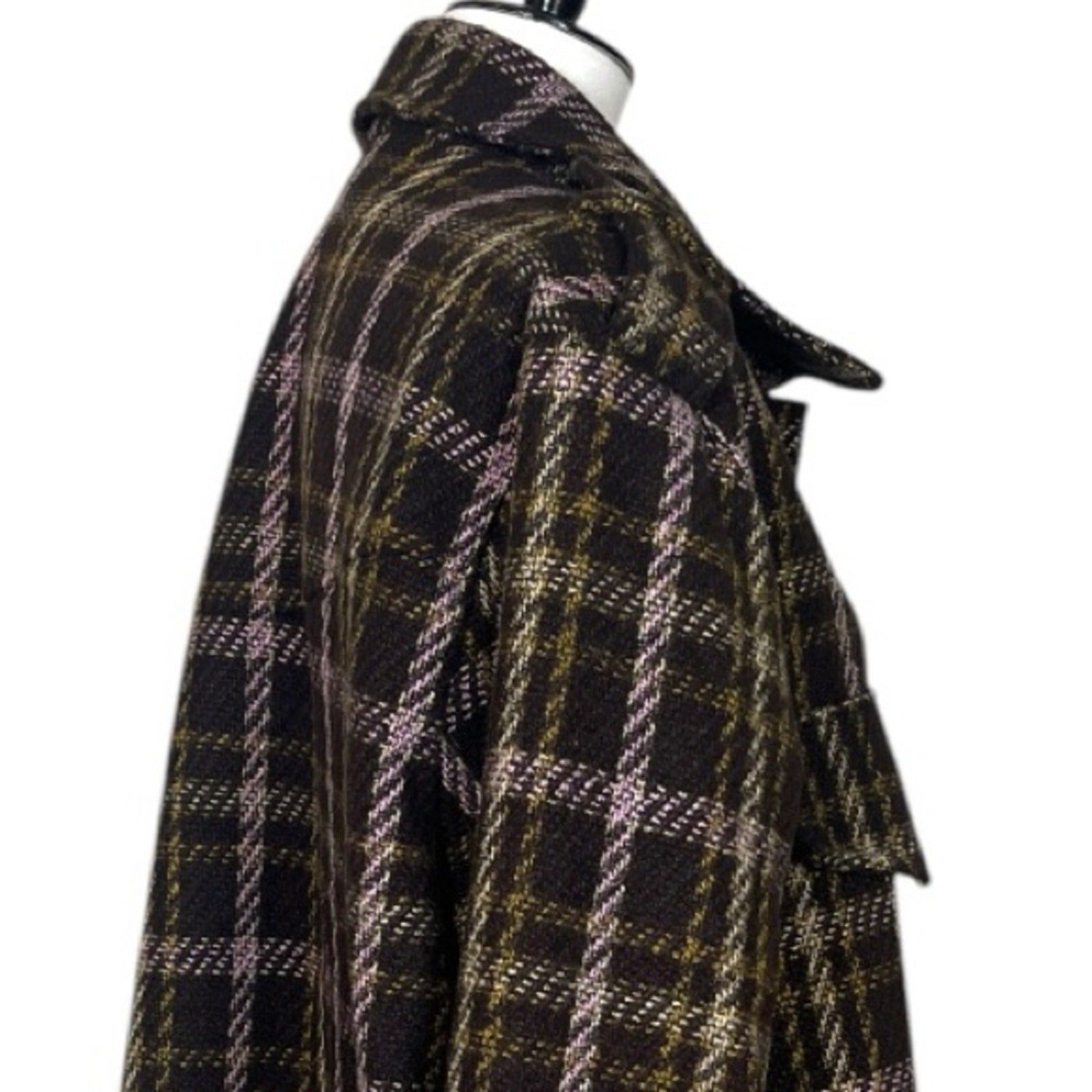 Eesome Jacket Collared Button Closure Brown Pink … - image 9