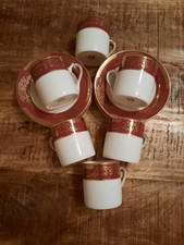 Coffee Cups Porcelain Chinese Pattern. Set of 6 with Saucers. Vintage Retro