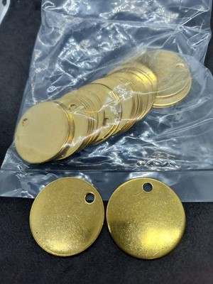 LARGE BRASS ROUND TAG KEY BLANK ( LOT of 25+) FOR ENGRAVING STAMPING ID TAGS KEY