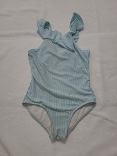 Cat Jack Girls Size Small 6/6x Blue White Striped One Piece Swimsuit