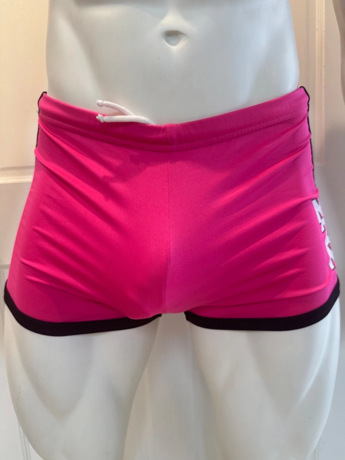 N2N Bodywear Men's TC6 Summer Throwback Track Drawstring Pink Shorts Size L