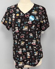 NWT Cherokee Lab Pets Scrub Top XS Black Scrubs Cat Dog Nurse Vet Uniform