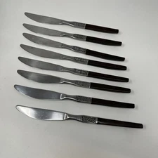 MCM Ekco Eterna La Joya 8 Knives Stainless Wood Handle Flatware Made in Korea