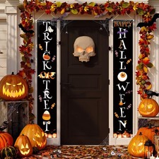 Halloween Door Banner, Trick or Treat Front Decorations 71 x 12 in Black
