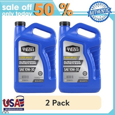 Super Tech All Mileage Synthetic Blend Motor Oil SAE 10W-30, 5 Quarts 2pack