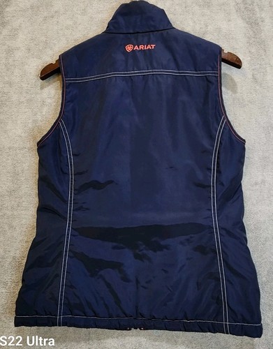 Ariat Fusion Puffy Vest Women's Small Petite Blue Full Zip Front Pockets - Picture 5 of 8