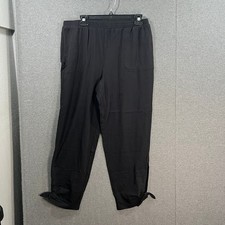 AnyBody Textured Jersey Pant with Tie Detail Jet Black Medium