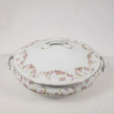 AEP Covered Vegetable Serving Bowl Rose Czechoslovakia Adolph Persch LID CRACKED