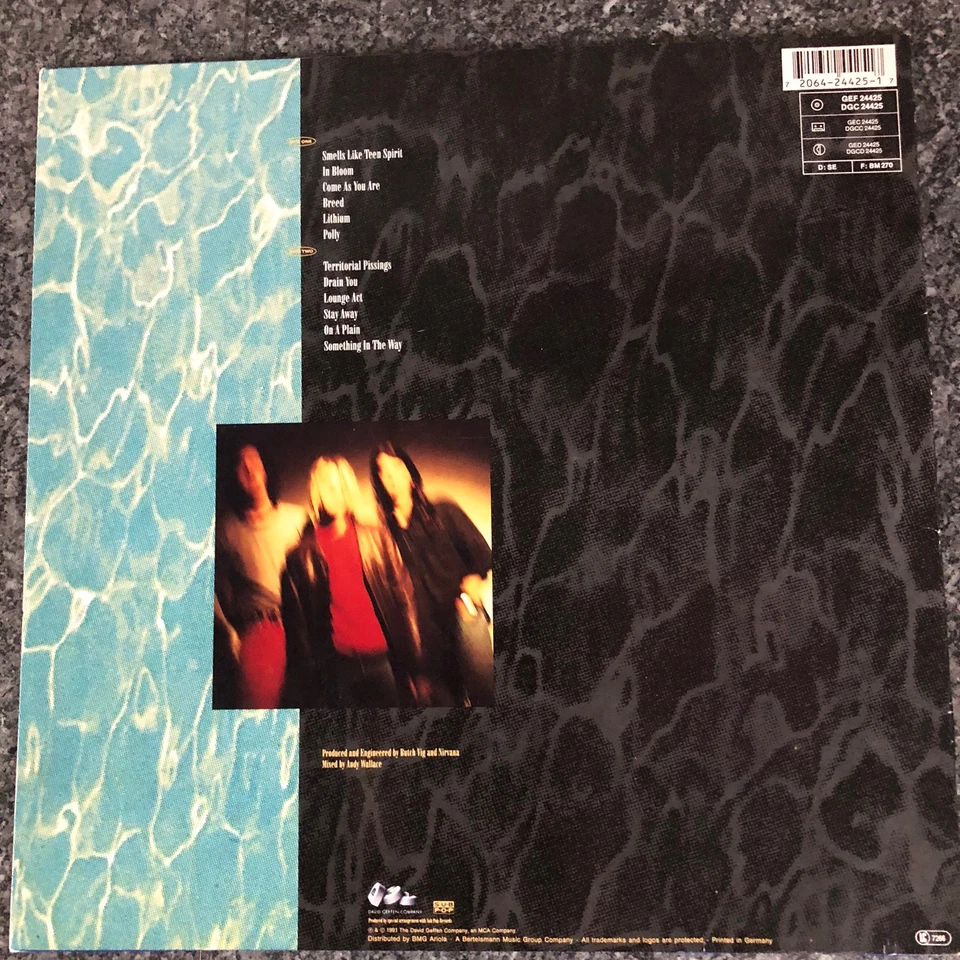 LP VINYL NIRVANA ALBUM NEVERMIND EUROPE 1ST PRESS 1991  MISPRINT INNER EX/EX - Image 4 of 4