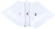 Initial Handkerchief for Men, Monogrammed Boxed 3 Piece Set,100 R