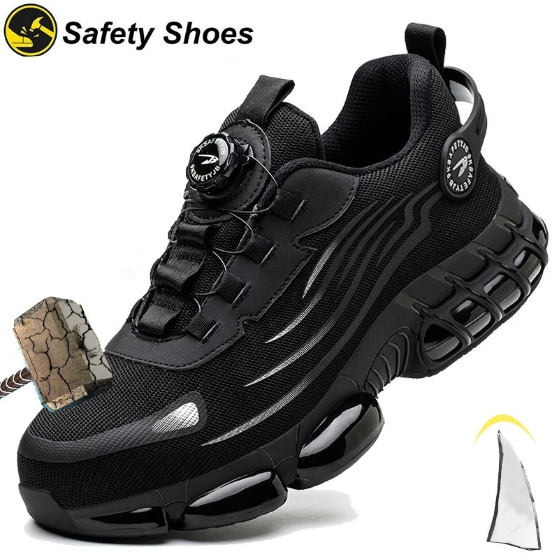 Work Boots Indestructible Rotary Buckle Steel Toe Safety Protective Shoes
