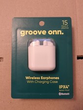 Onn Wireless Earphones w/ Charging Case IPX4, White, Up To 33 ft Wireless Range