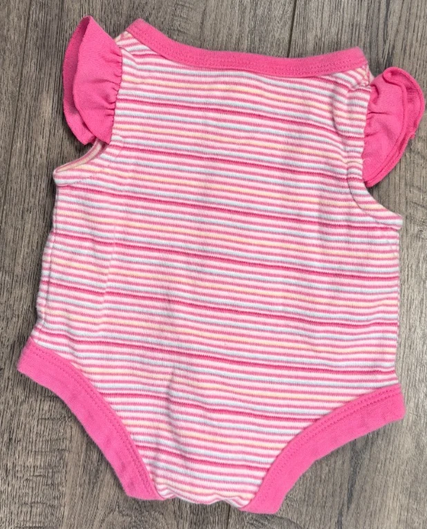 Baby Girl Clothes Baby Connection Preemie Pink Striped Flower Bodysuit - Image 3 of 3