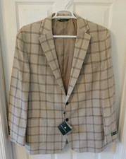 Brooks Brothers Men's Plaid Blazer Beige 46 Long Vintage New W/ Tags 450 retail