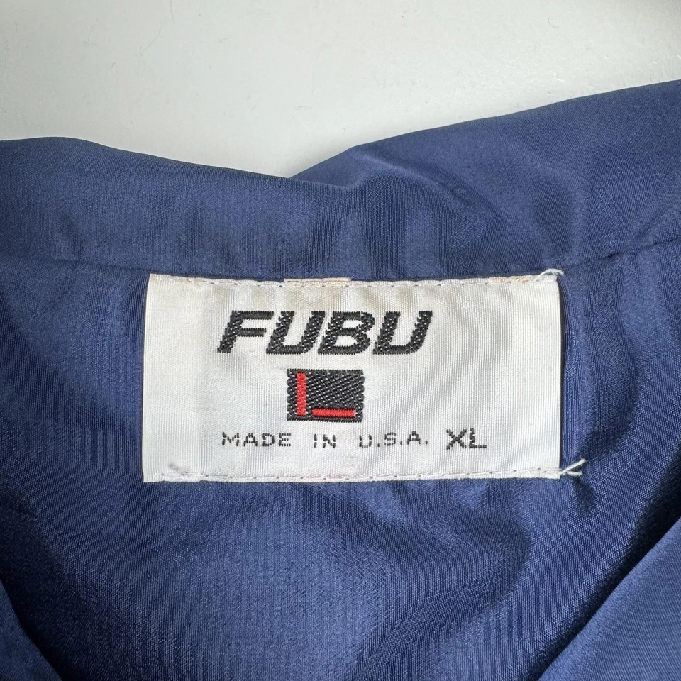 Vintage FUBU Jacket Mens XL Blue Red Yellow Hooded Windbreaker Logo Hip Hop 90s - Image 2 of 4
