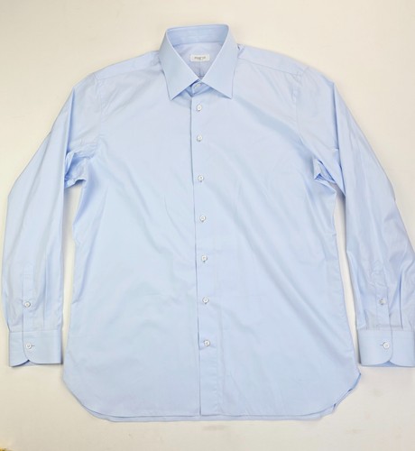 Marol Größe 43/17 Herren Hemd Blau Langarm Spreizkragen Baumwolle Made in Italy