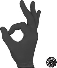 Black Gloves - Latex Free, Powder Free, Textured, Disposable, Non-Sterile - Fing