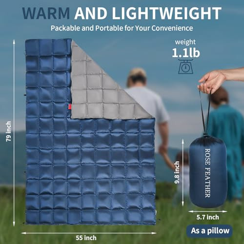 Down Camping Blanket - Outdoor Lightweight Packable Quilt - Water Repellent - Nylon - View #7