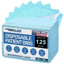 125 baberos dentales desechables para pacientes, 33 x 45 cm, 3 capas